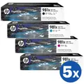5 Sets of 4 Pack HP 981X Original High Yield Inkjet Combo L0R12A - L0R09A [5BK,5C,5M,5Y]