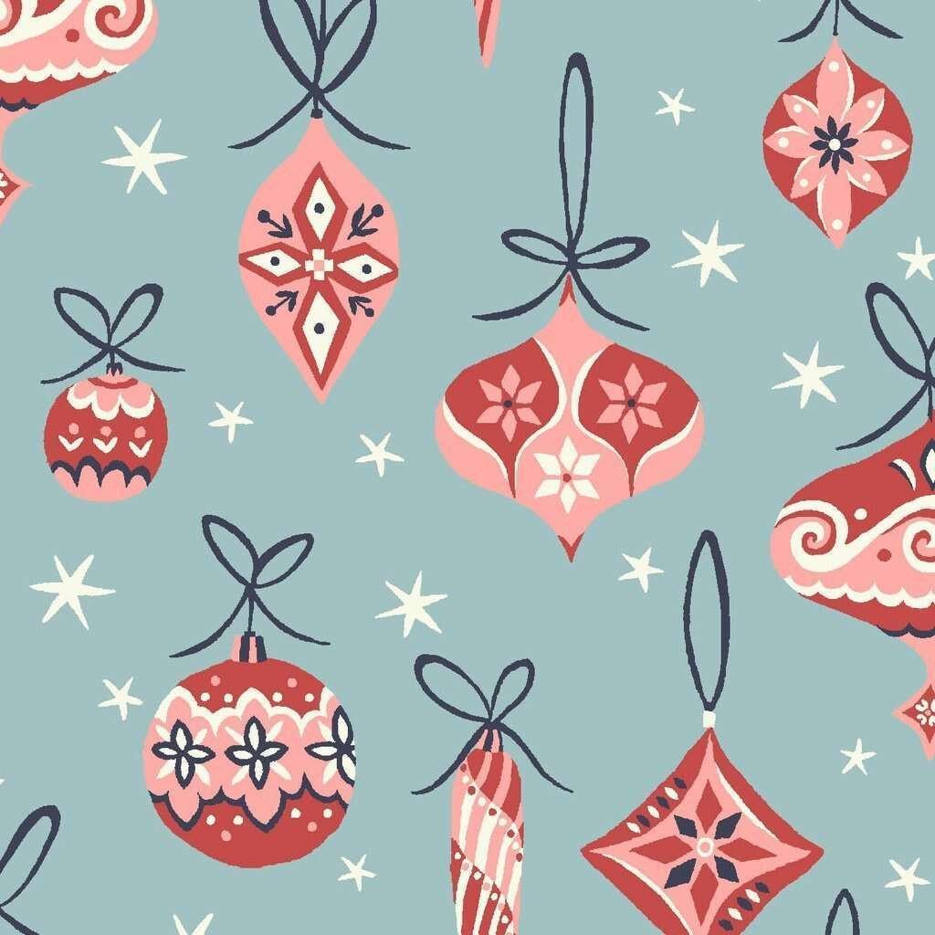 Liberty of London A Festive Collection - Deck The Halls Blue Christmas Fabric Quilting Sewing