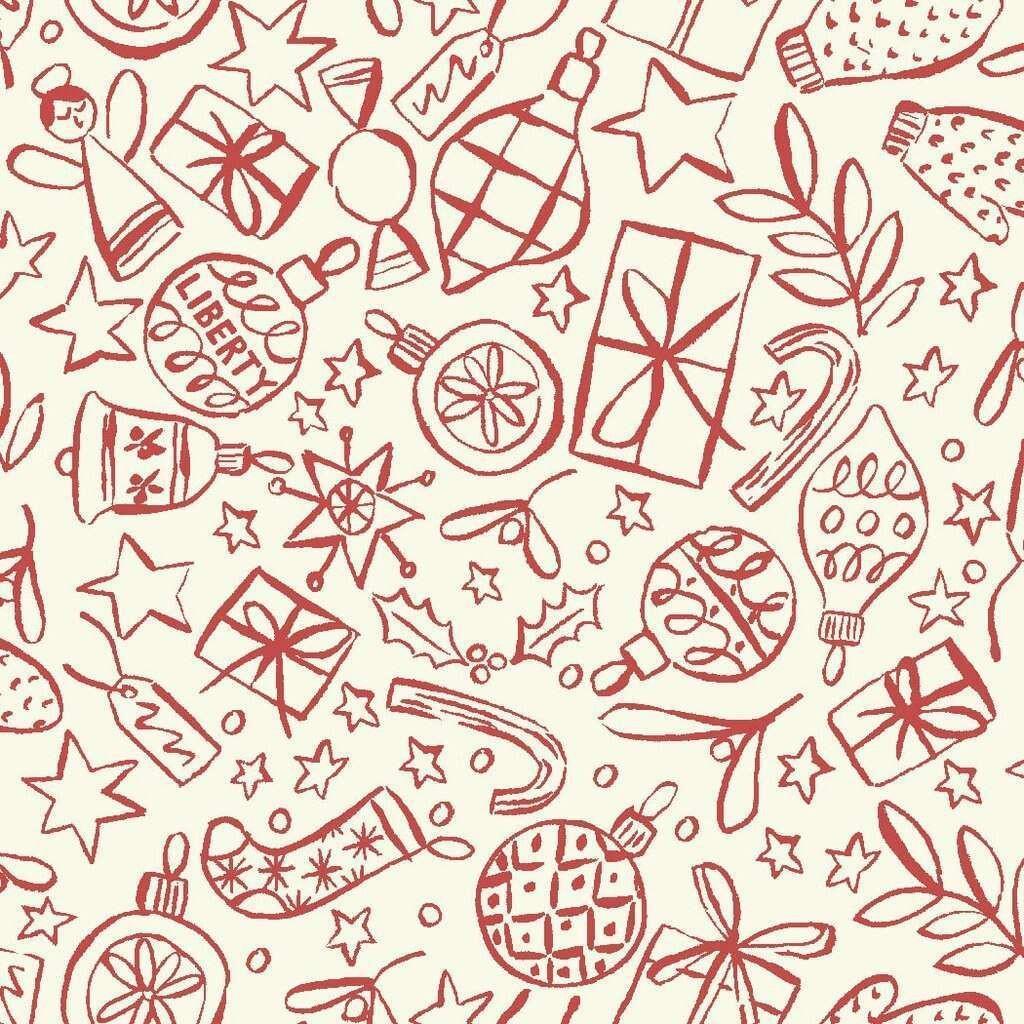 Liberty of London A Festive Collection - Festive Shine Red Christmas Fabric Quilting Sewing