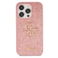 Guess PU Fixed Glitter 4G Metal Logo kryt (Suits iPhone 15 Pro) - Pink