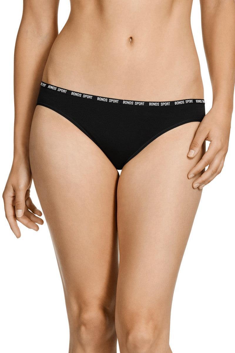 6 x Bonds Womens Active Seamfree Bikini Sport Undies Underwear Black Wx84