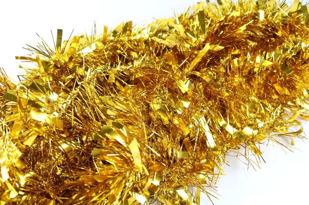 50 X Christmas Tinsel Thick 2-Tone Xmas Garland Tree Decorations - Gold/Gold