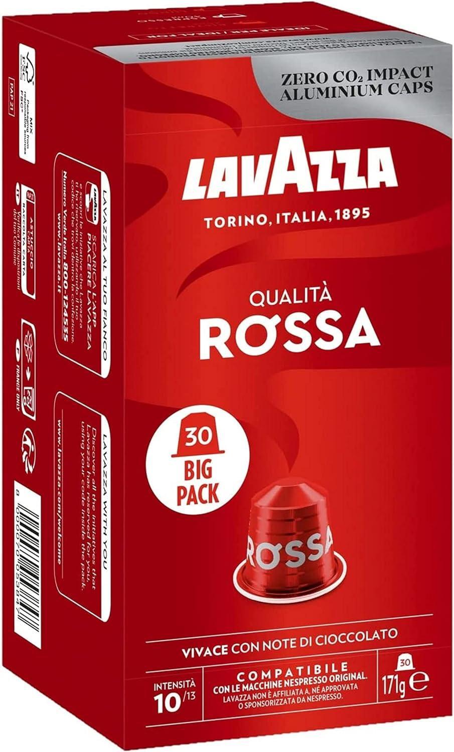 Lavazza Qualita Rossa Coffee Capsules - Compatible with Nespresso Machines - 30 Pods
