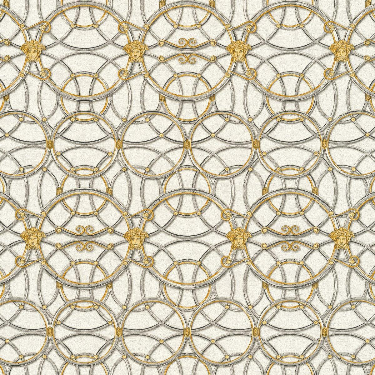 Versace La Scala Del Palazzo Geometric Textured Wallpaper (Cream/Gold) (One Size)