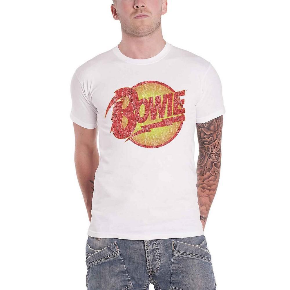 David Bowie Unisex Adult Diamond Dogs Vintage Logo T-Shirt (White) (L)