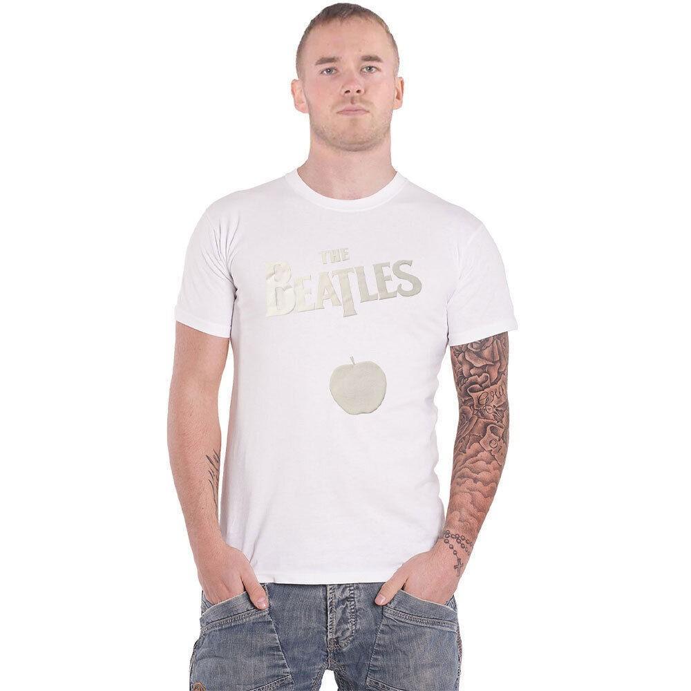 The Beatles Unisex Adult Apple Cotton Logo T-Shirt (White) (XXL)