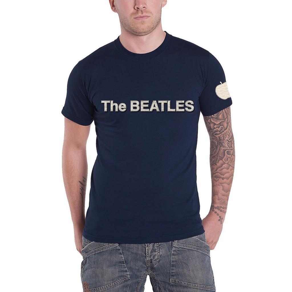 The Beatles Unisex Adult Apple Logo T-Shirt (Navy Blue) (XXL)