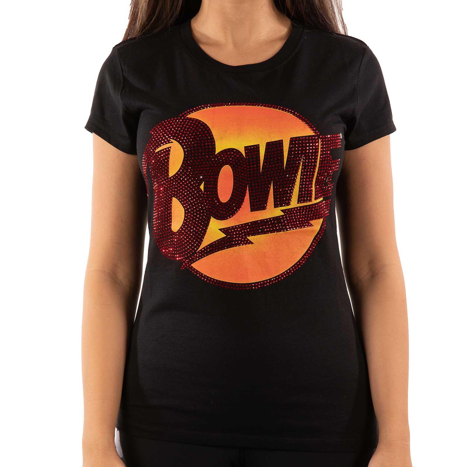 David Bowie Womens/Ladies Diamond Dogs Embellished Logo T-Shirt (Black) (XL)