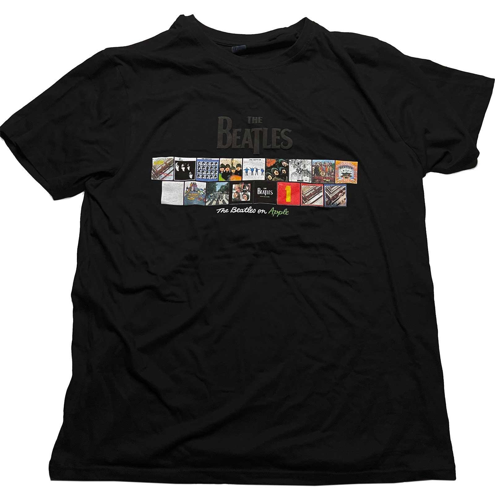 The Beatles Unisex Adult Albums on Apple Cotton T-Shirt (Black) (L)