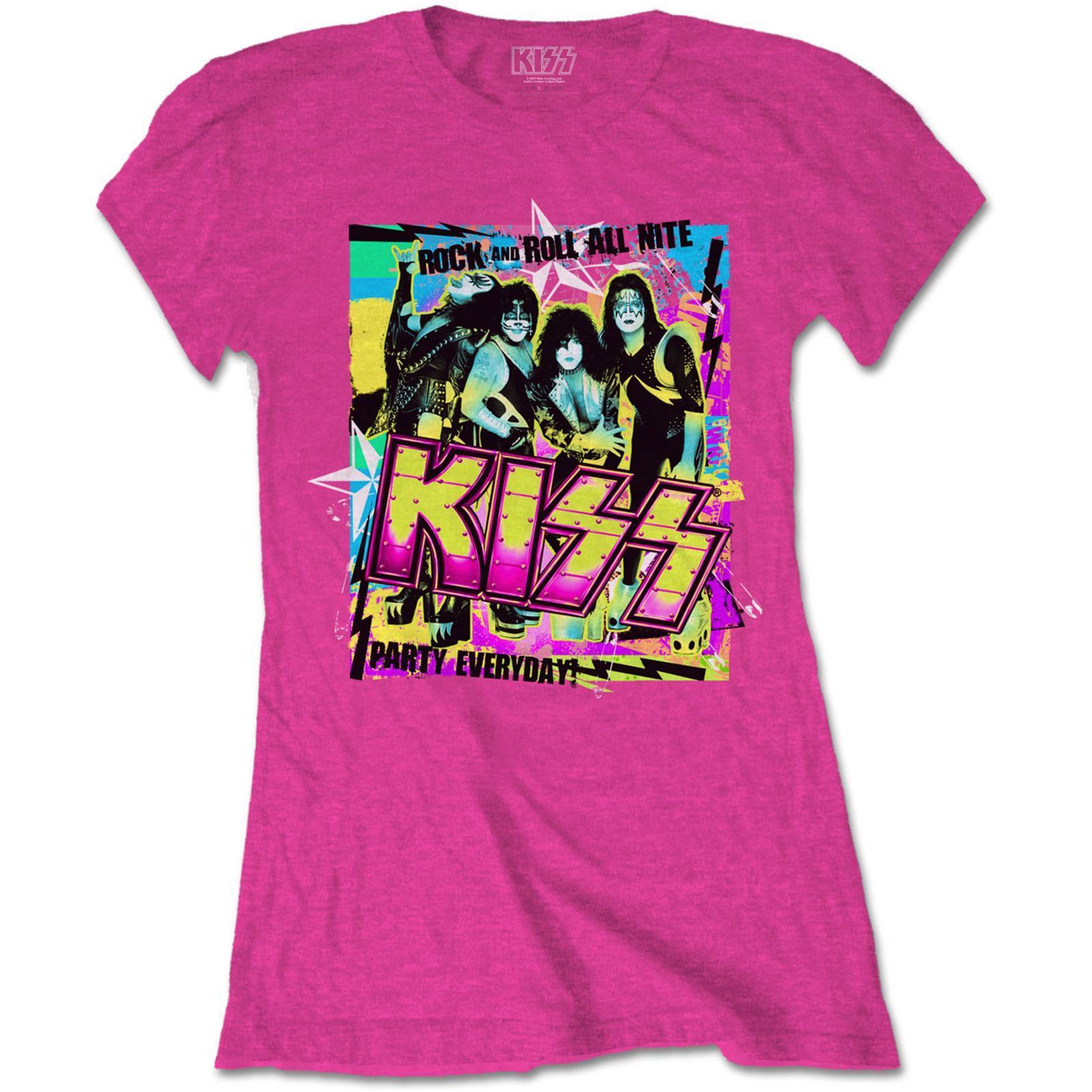 Kiss Womens/Ladies Party Everyday Cotton T-Shirt (Heliconia Pink) (L)