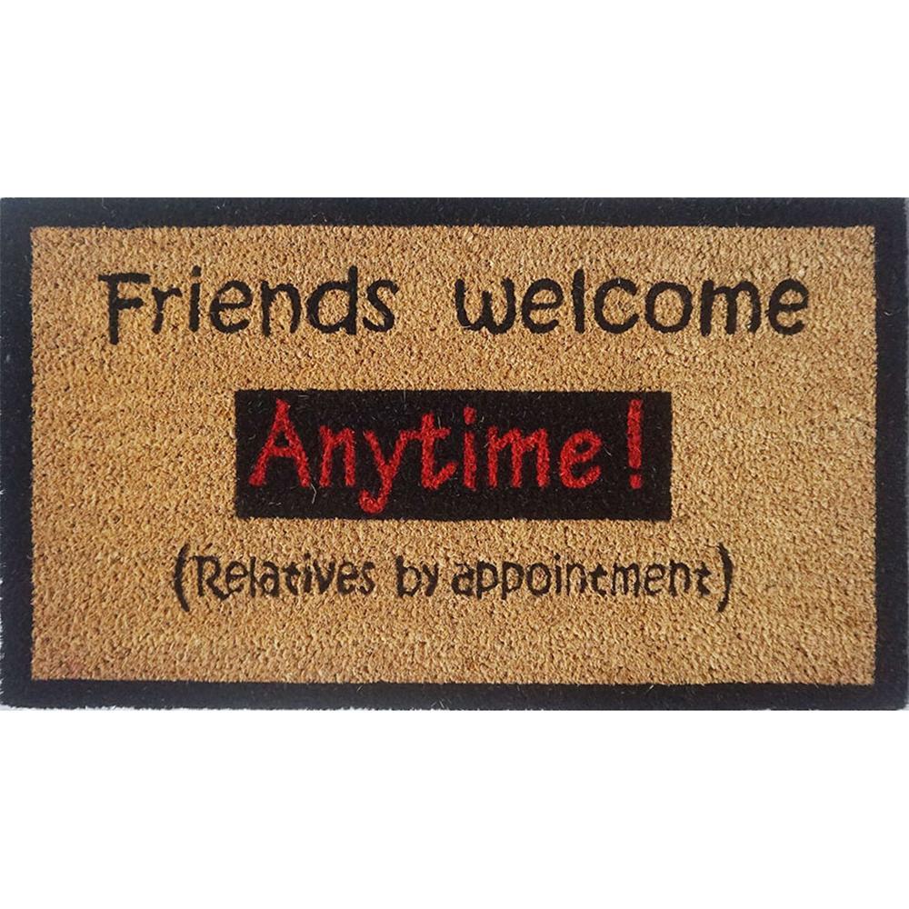 Solemate PVBacked Coir Friends Welcome 40x70cm Slim Outdoor Stylish Doormat