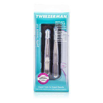 TWEEZERMAN - Petite Tweeze Set: Slant Tweezer + Point Tweezer