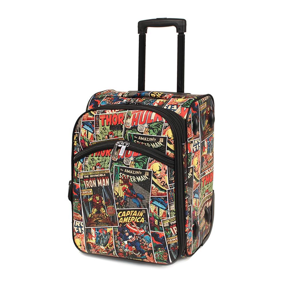 Marvel Comic Cover Pattern Pu 18in Cabin Trolley 2 Wheel Luggage Travel Suitcase
