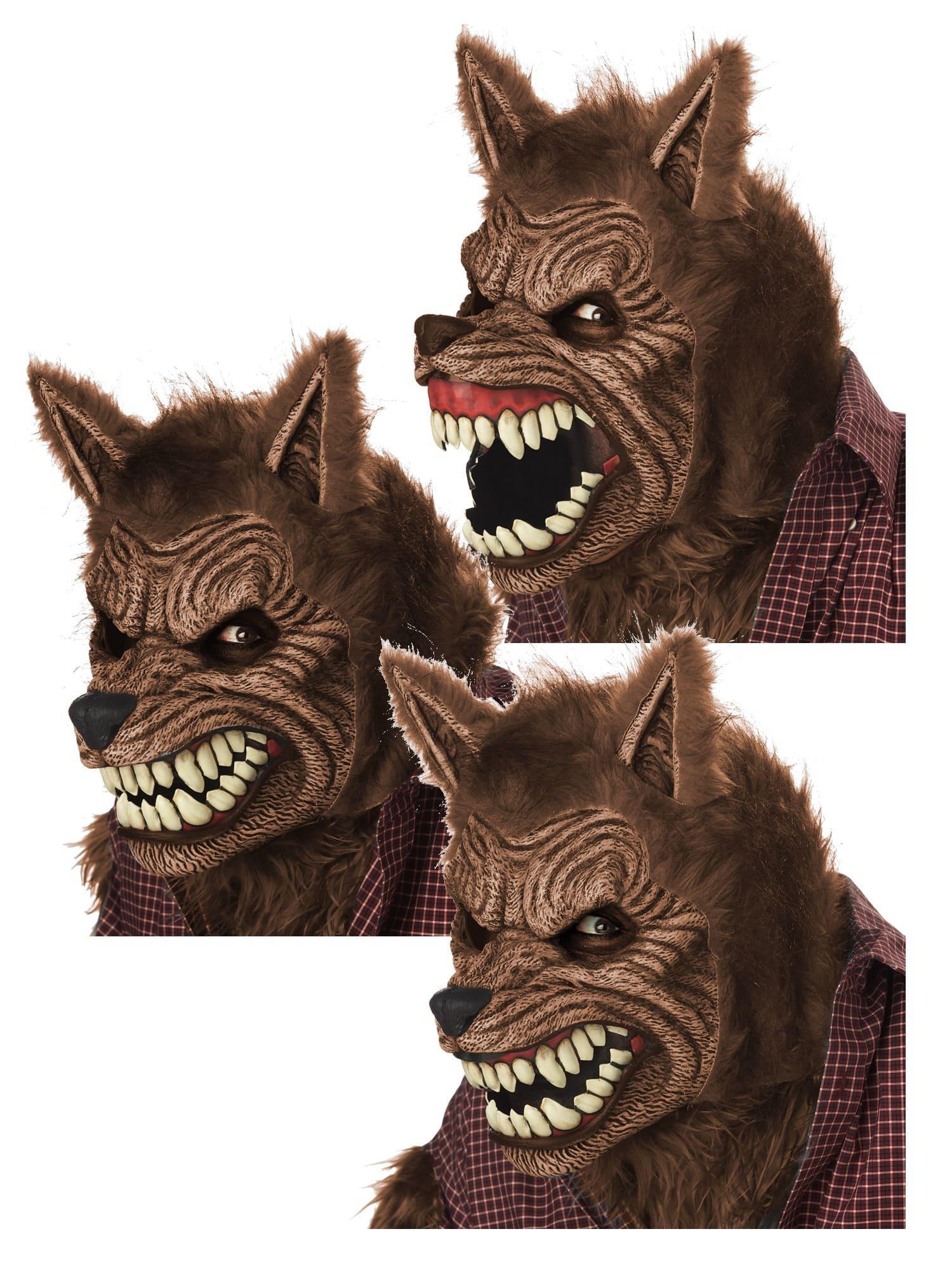 Werewolf Brown Wolf Man Deluxe Horror Halloween Men Costume Ani-Motion Mask
