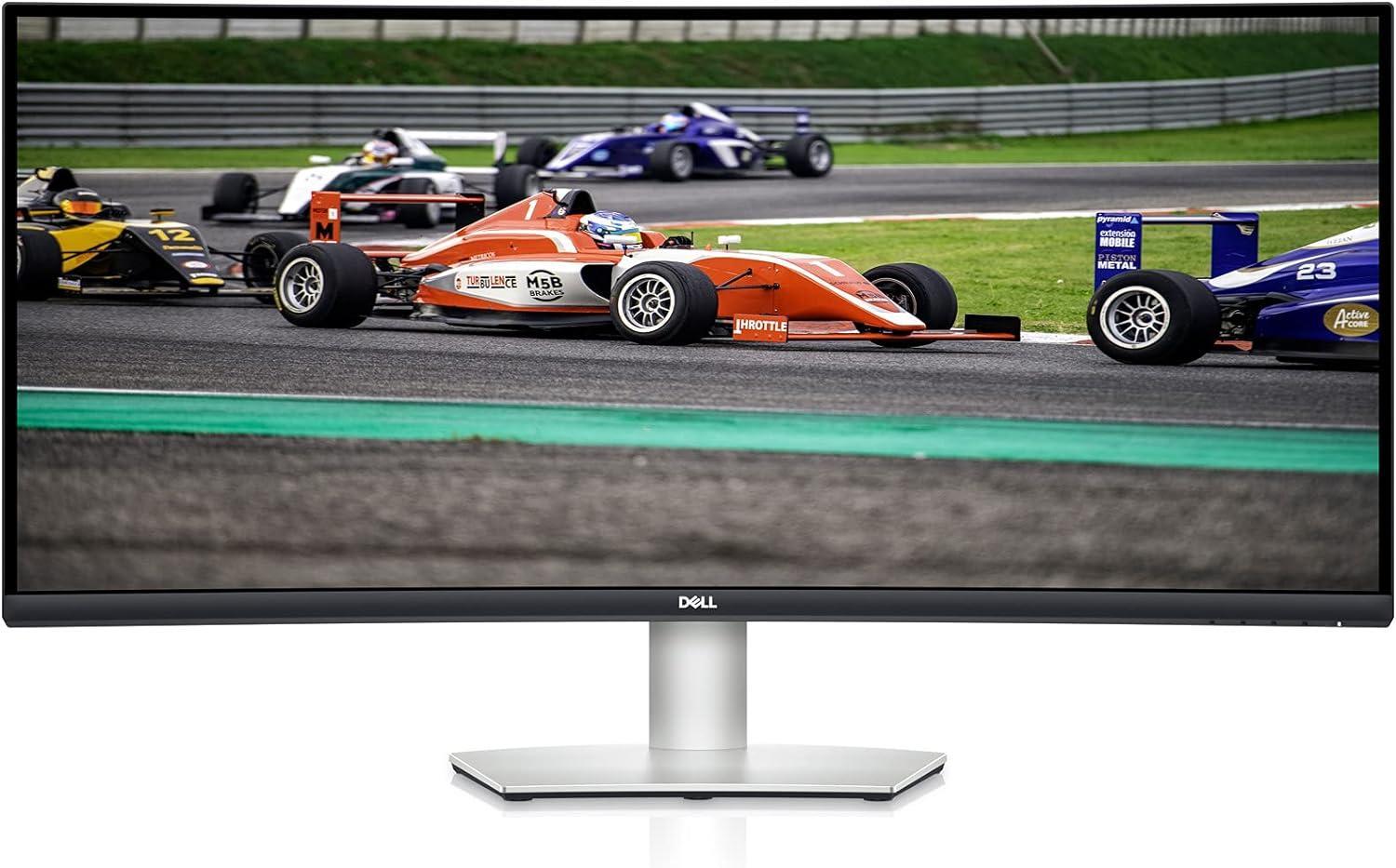 Dell S3422DW Curved Monitor - 34-inch WQHD (3440 x 1440) Display, 1800R Curved Screen, Built-in Dual 5W Speakers, 4ms Grey-to-Grey Response Time, 16.7 Million Colors - Silver