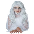 Supernatural Ghost Bride Spirit White Grey Witch Halloween Girls Costume Wig
