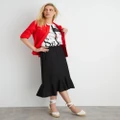 NONI B - Womens Skirts - Midi - Summer - Black - Linen - Smart Casual Fashion - Relaxed Fit - Asymmetric Panel - Knee Length - Quality Work Clothes