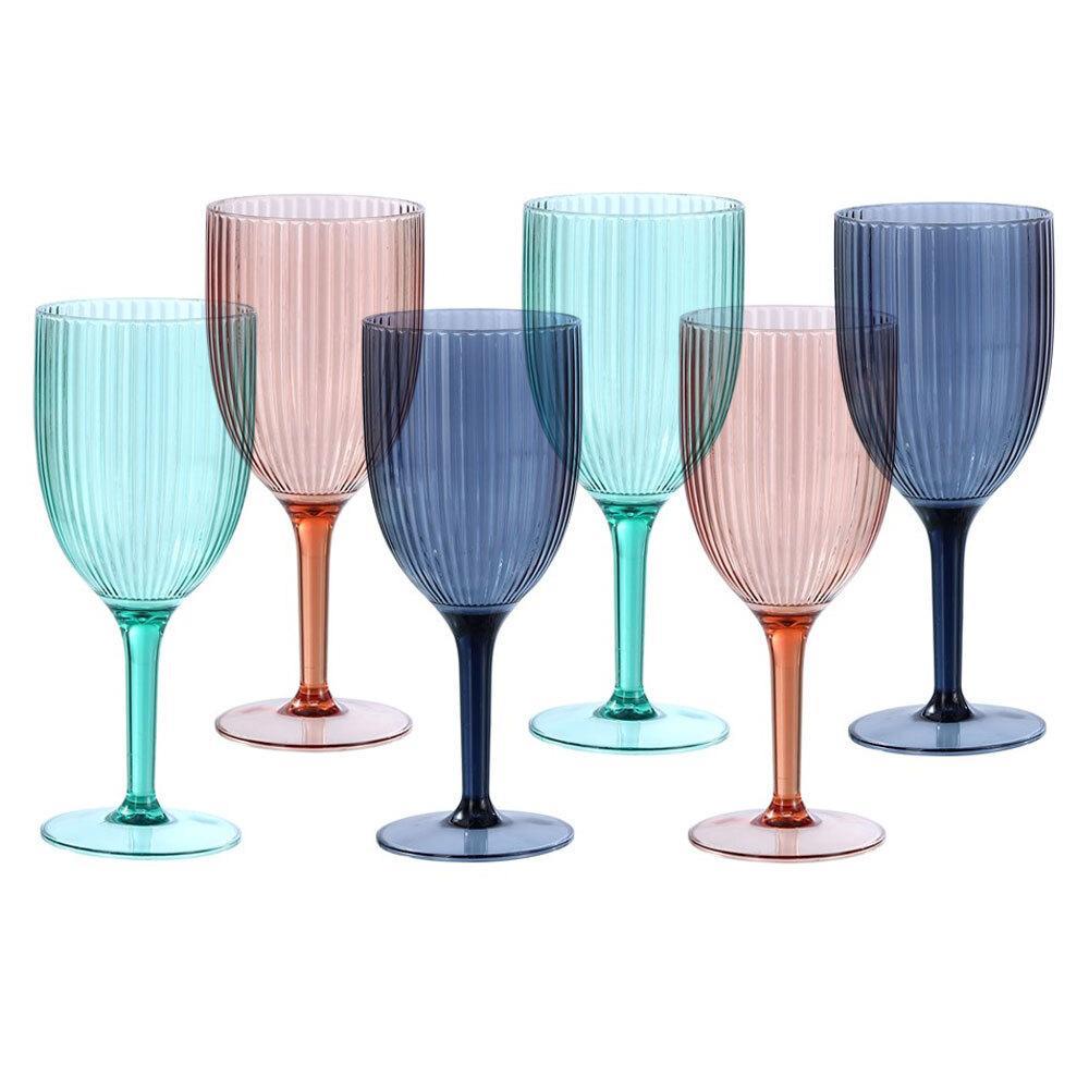 6x Lemon & Lime Palm Deco 400ml Wine Goblet Outdoor/Picnic Drinking Cup Assorted