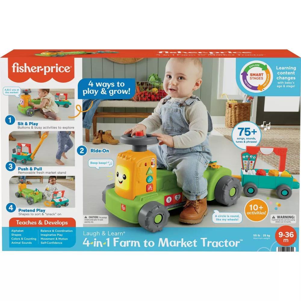 Fisher-Price Laugh & Learn 4-In-1 Farm To Market Tractor Ride-On
