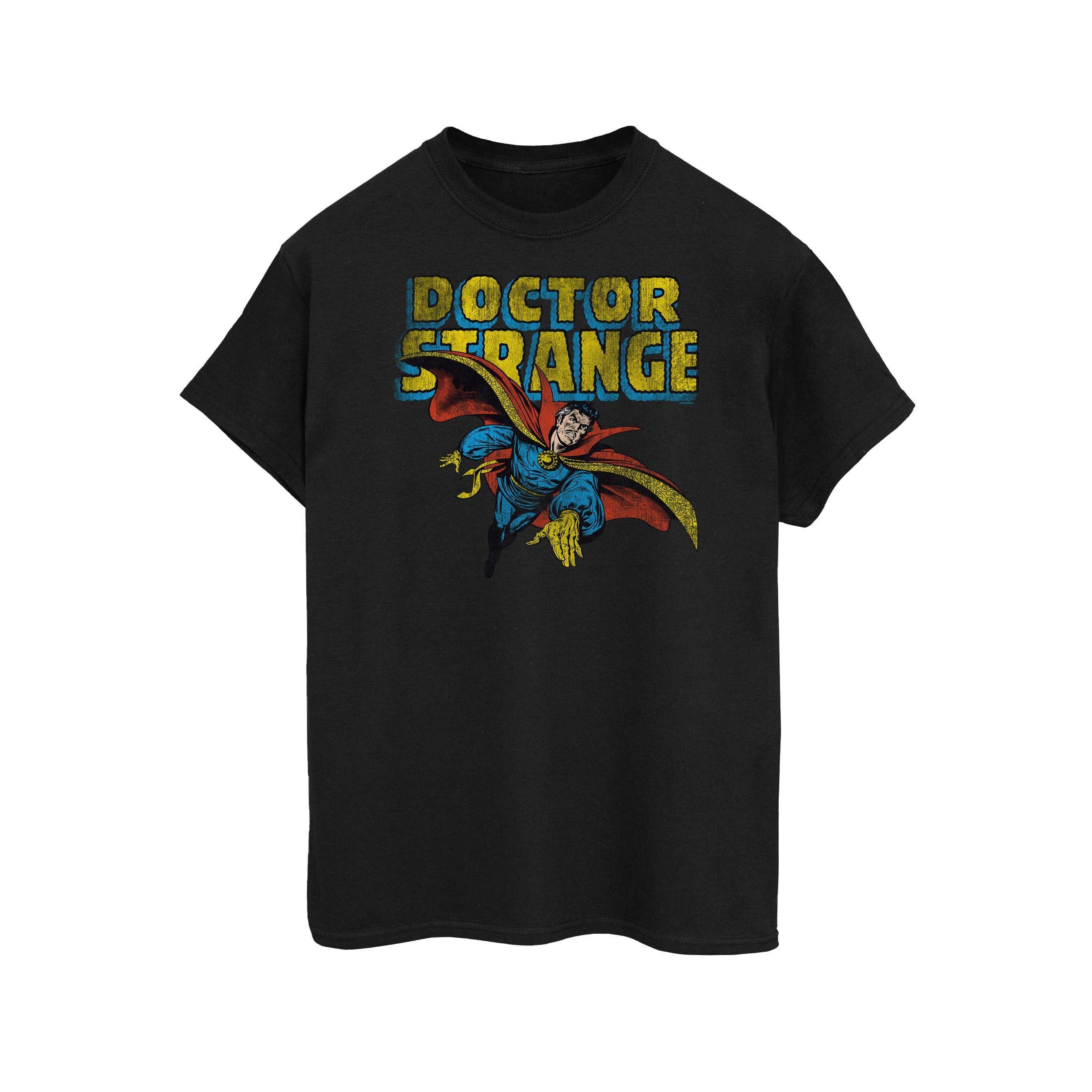 Doctor Strange Mens Flying Cotton T-Shirt (Black) (3XL)