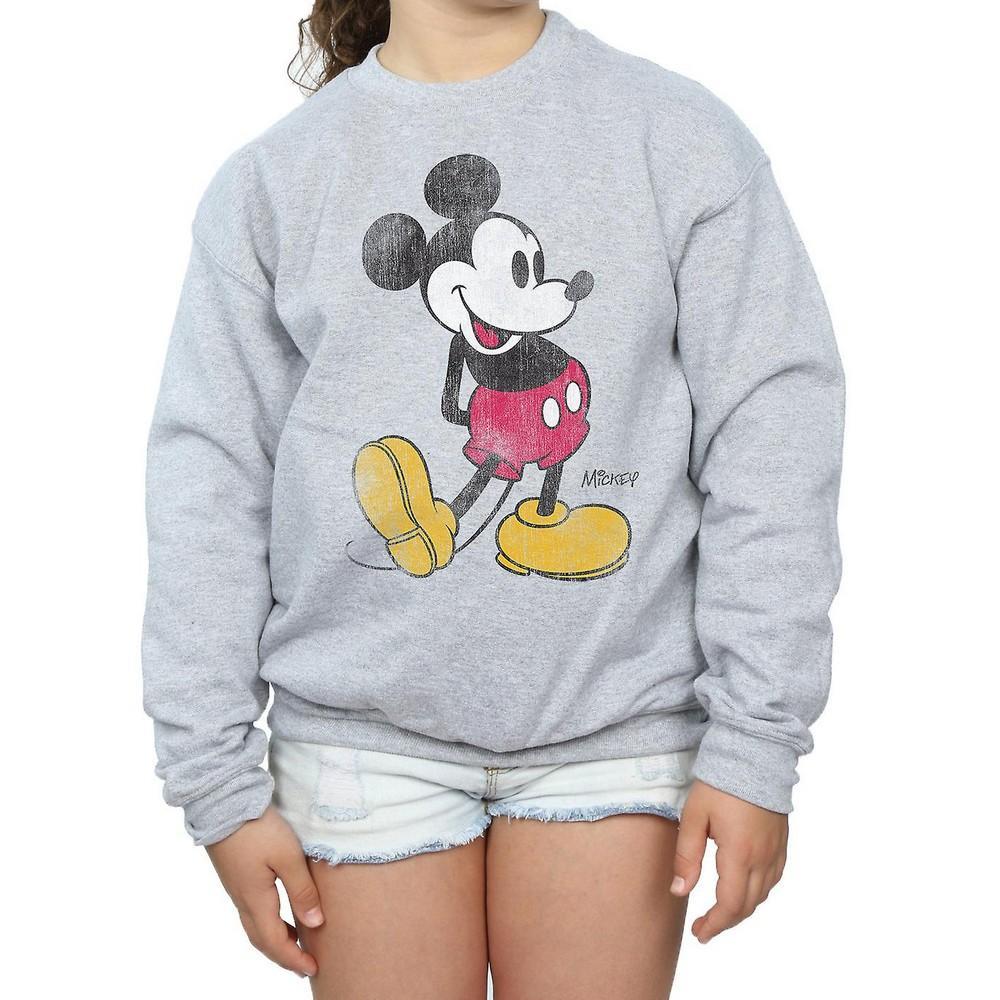 Disney Girls Classic Kick Mickey Mouse Sweatshirt (Sports Grey) (12-13 Years)