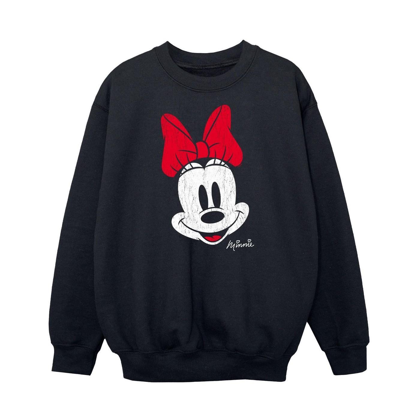 Disney Girls Minnie Mouse Face Sweatshirt (Black) (7-8 Years)