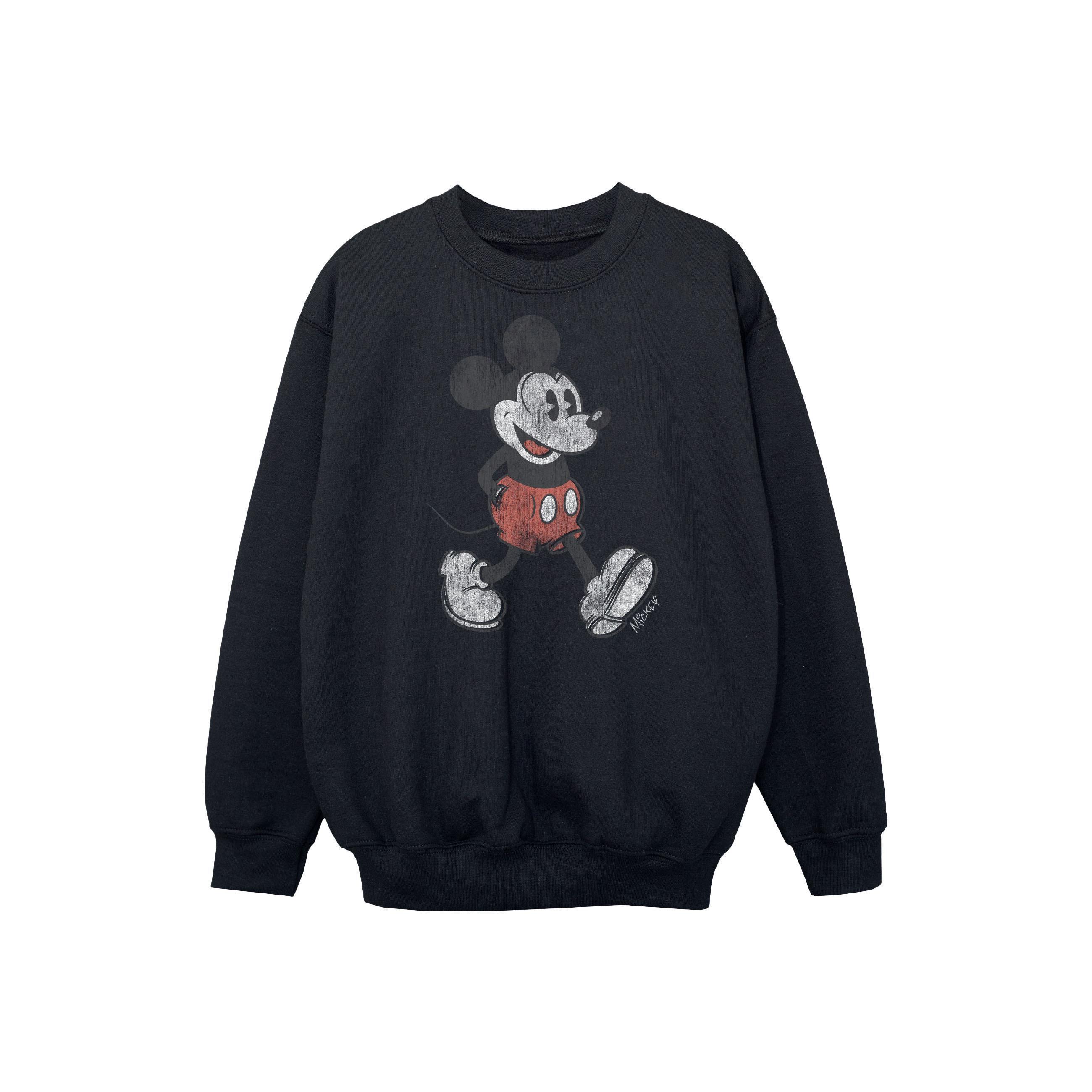 Disney Boys Walking Mickey Mouse Cotton Sweatshirt (Black) (12-13 Years)