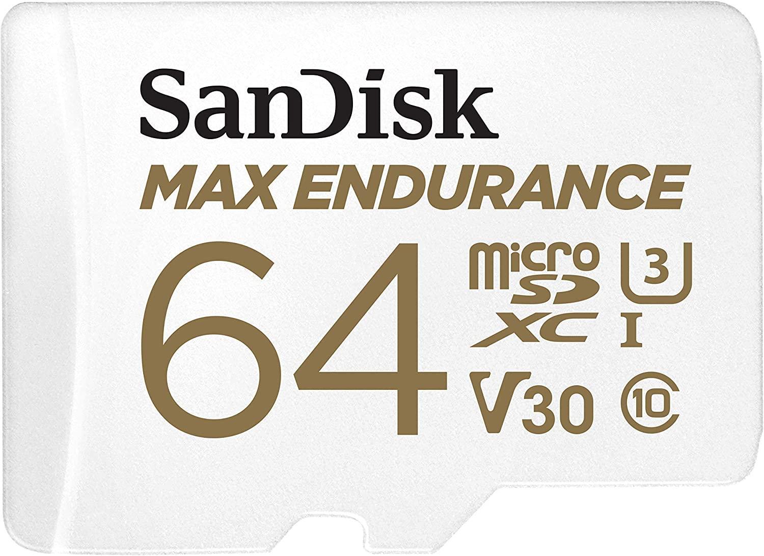 SanDisk Max Endurance MicroSDXC SQQVR 64GB 100MB/s Micro SD Card with Adapter