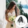 Short Lace Wedding Dresses Bride Woman Veil Party Headdress Double-Layer Cover Hair Comb