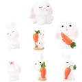 7 Pcs 2023 Zodiac Animal Figurine Cartoon Rabbit Ornament Home Ornaments Miniature Toys Dinner Table Decorations