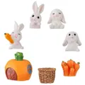 Plastic Craft Bunny Figurines Animal Cupcake Toppers Toy Lawn Rabbit Tiny Miniature Toys Child