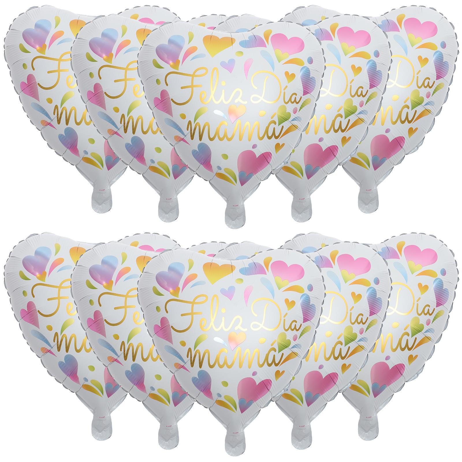 10 Pcs Mother's Day Balloons Heart House Ornaments Metal Outdoor Decor Household Decorate