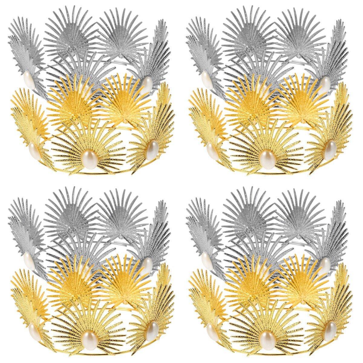 8 Pcs Princess Crown Cupcake Toppers Birthday Hair Accessories Women Headband Gold Kings Party Supplies Tiaras Bride Accessory Baby