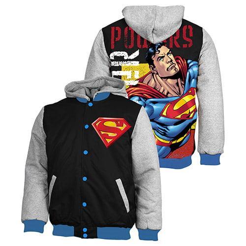Superman Jacket Jumper Coat Hoodie Embroidered Quilted lined