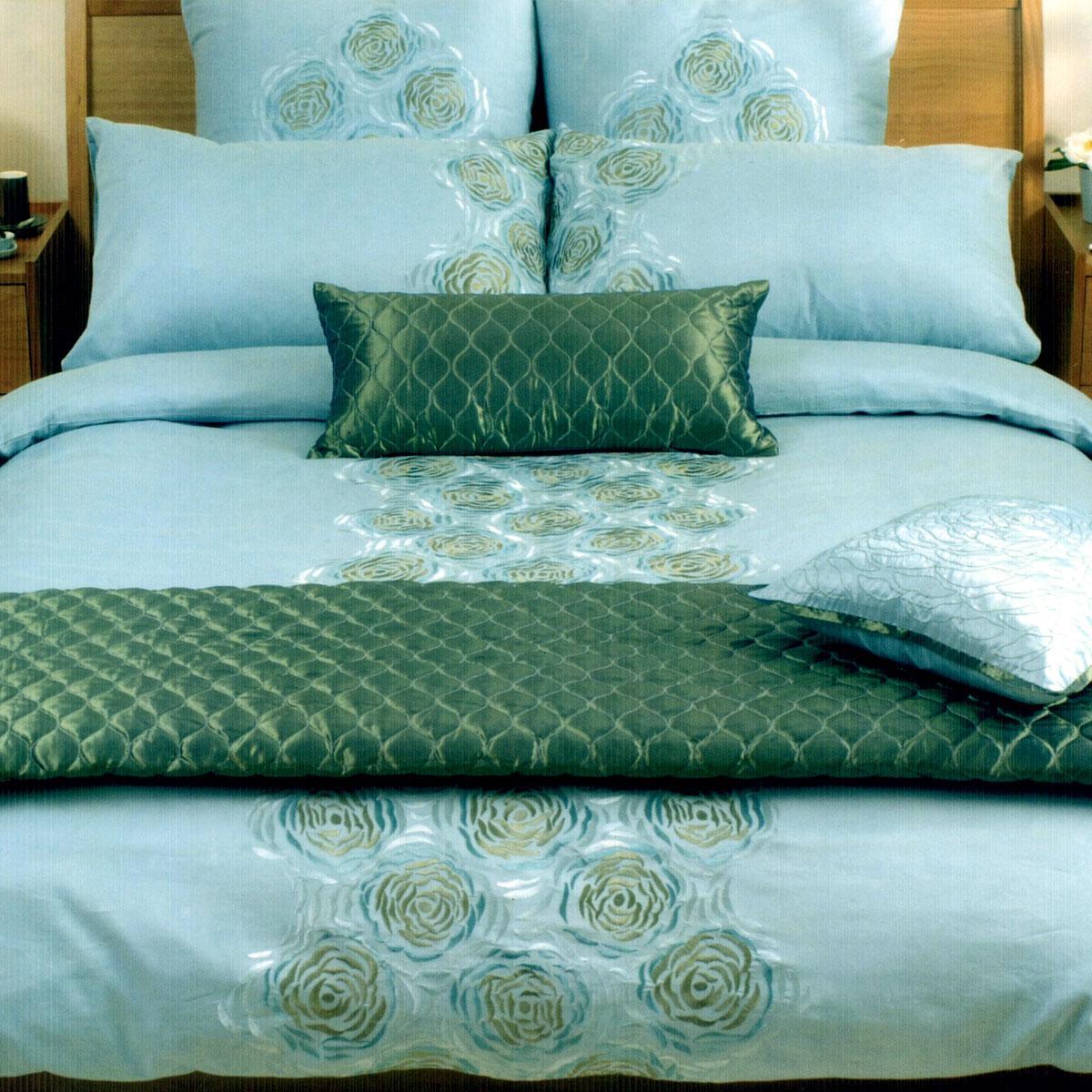 Canterbury 250TC Amarante Teal Embroidered Quilt Cover Set Queen