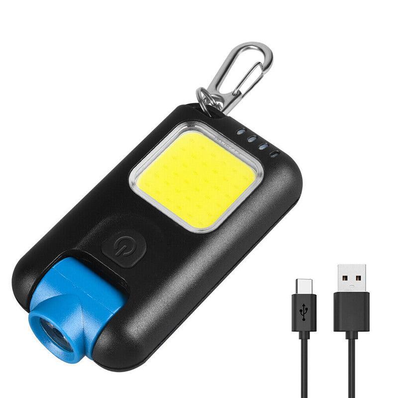 Mini LED Flashlight Keychain COB Work Light- USB Rechargeable