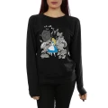 Alice In Wonderland Womens/Ladies Flowers Cotton Sweatshirt (Black) (L)