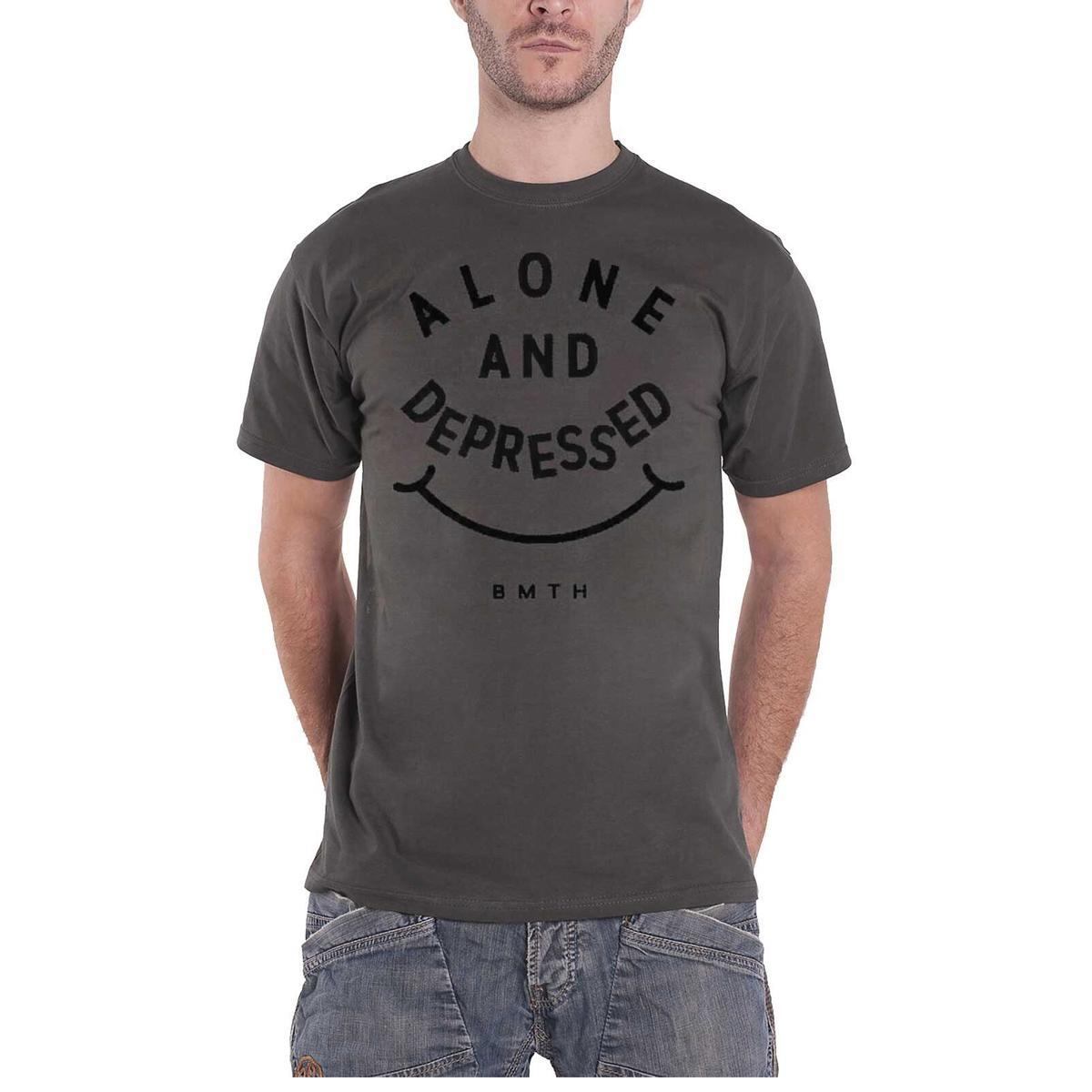 Bring Me The Horizon Unisex Adult Alone & Depressed Cotton T-Shirt (Charcoal Grey) (M)