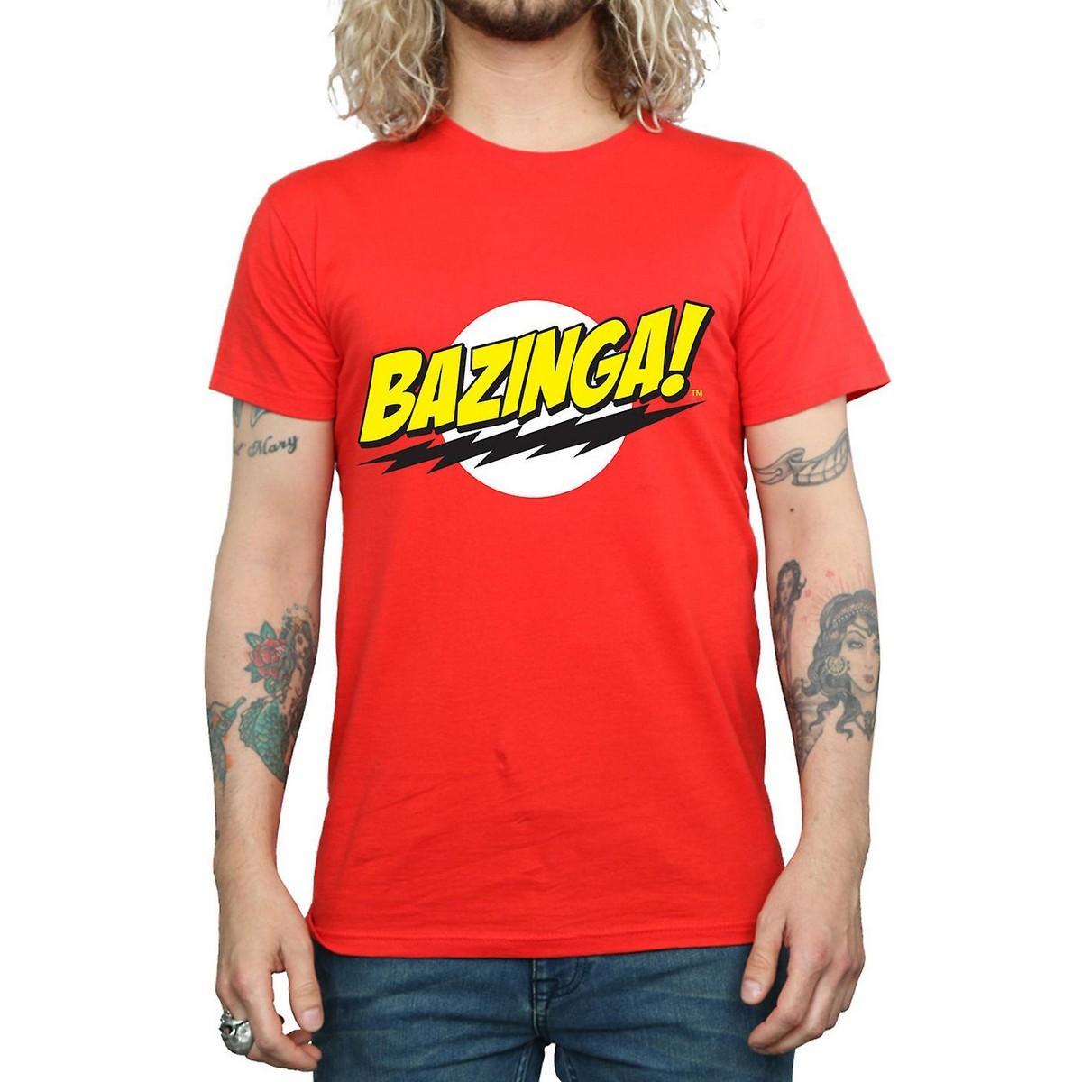 The Big Bang Theory Mens Bazinga Cotton T-Shirt (Red) (L)