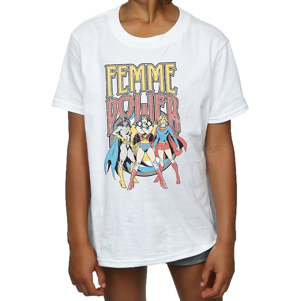 DC Comics Girls Femme Power Cotton T-Shirt (White) (9-11 Years)