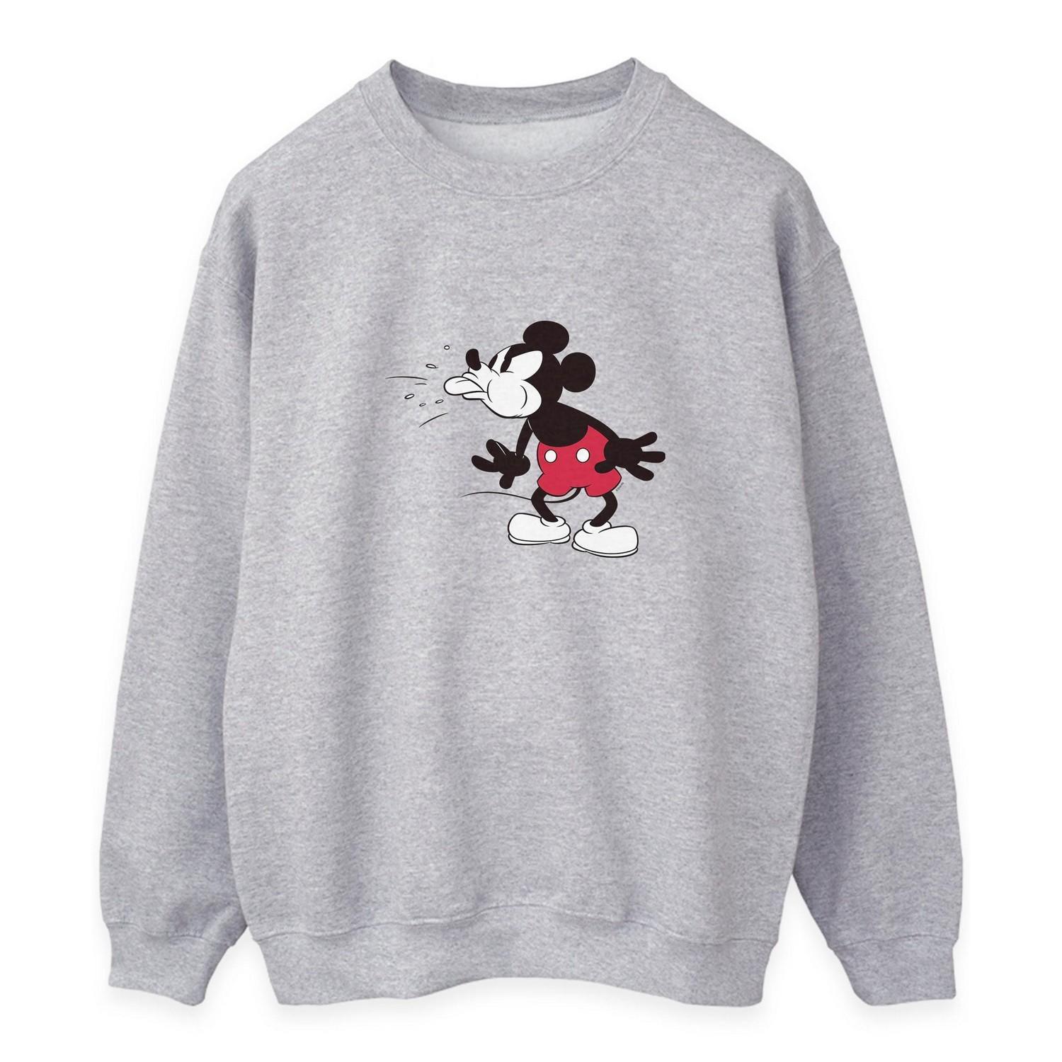 Disney Womens/Ladies Mickey Mouse Tongue Sweatshirt (Heather Grey) (XXL)