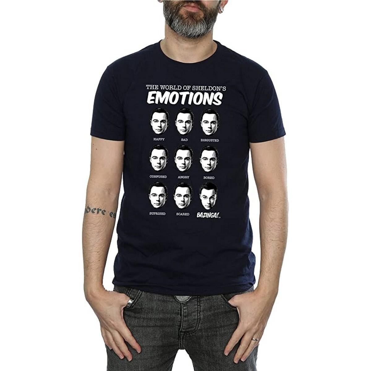 The Big Bang Theory Mens Emotions Sheldon Cotton T-Shirt (Navy Blue) (L)