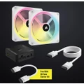 CORSAIR QX RGB Series, iCUE LINK QX140 RGB WHITE, 140mm Magnetic Dome Bearing. PWM RGB Dual Fan, Starter Kit CO-9051008-WW