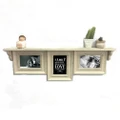 French Country Rustic Wooden Cream Triple Frame and Shelf