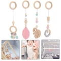 4 Pcs Baby Gym Wooden Pendant Toys Nursery Decor Cell Phone Bed Bell Babies Infant Fitness