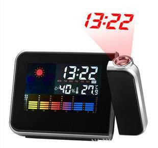 Alarm Clock With Projection, Led Digital Projection Alarm Clock Usb Rechargeable Alarm Clock Lazy Electronic Clock Weather Projection Alarm Clock black