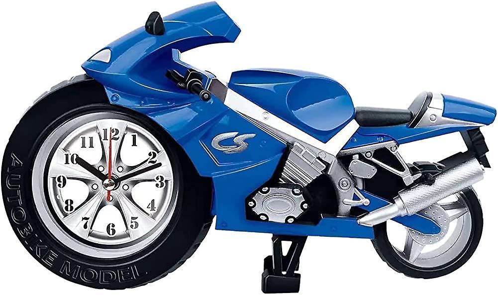 Retro Alarm Clock, Plastic Alarm Clock, Cartoon Alarm Clock Creative Alarm Clock, Motorcyc blue