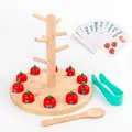 Baby Building Blocks Apple Picking Tree Wood Toy with Flash Cards
