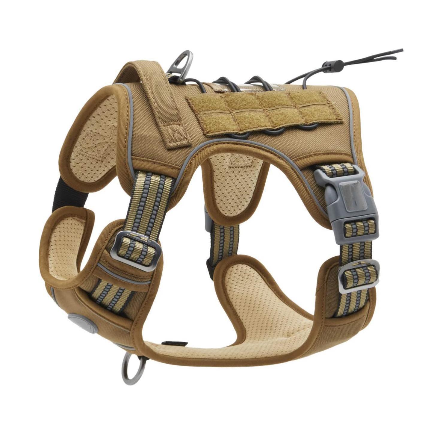 Size L, Brown Green , Anti Pull Dog Harness, Tactical Dog Harness Adjtable Breathable Easy to Put