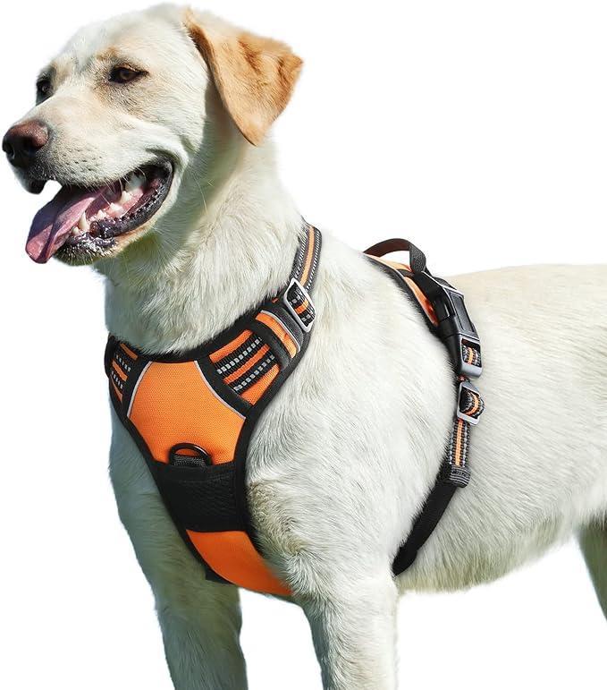 Orange, L , Dog Harness, Adjtable Reflective Anti-Pull Dog Harness, Easy to Put on, with Control H